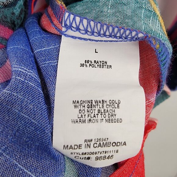 Ava & Grace Blouse Womens Large Colorful Abstract Print Popover 3/4 Sleeves - Picture 10 of 11